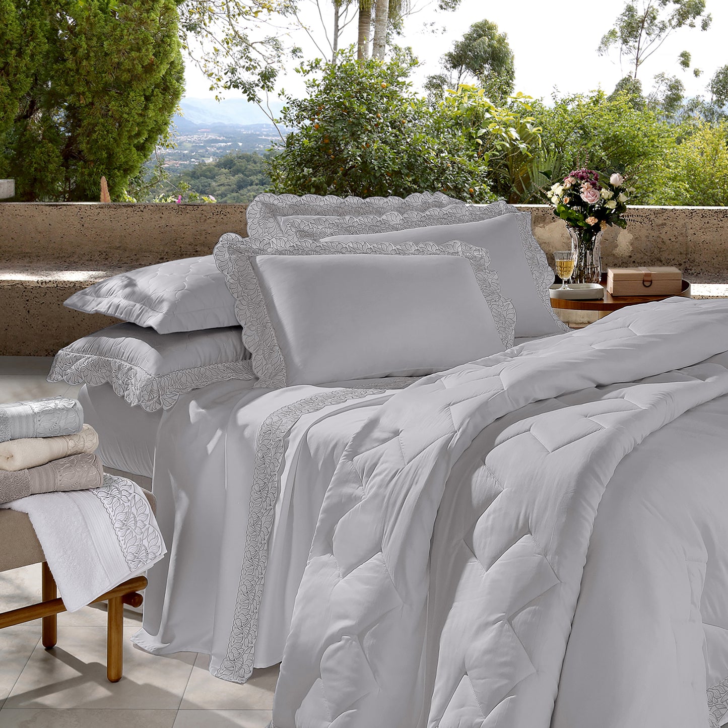 Jogo de Cama Cristal 300 fios Renda Paola