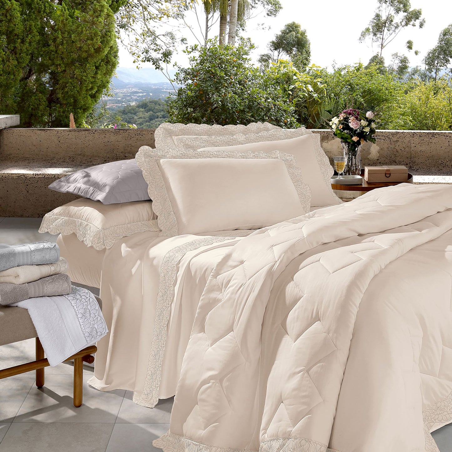 Jogo de Cama Cristal 300 fios Renda Paola
