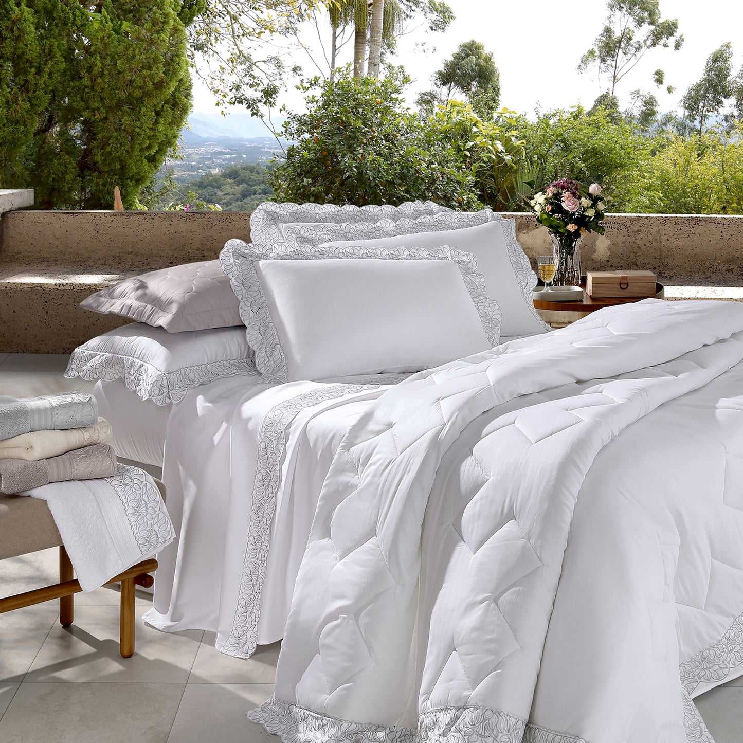 Jogo de Cama Cristal 300 fios Renda Paola
