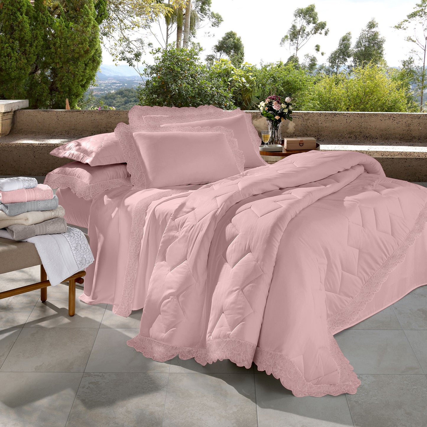 Jogo de Cama Cristal 300 fios Renda Paola