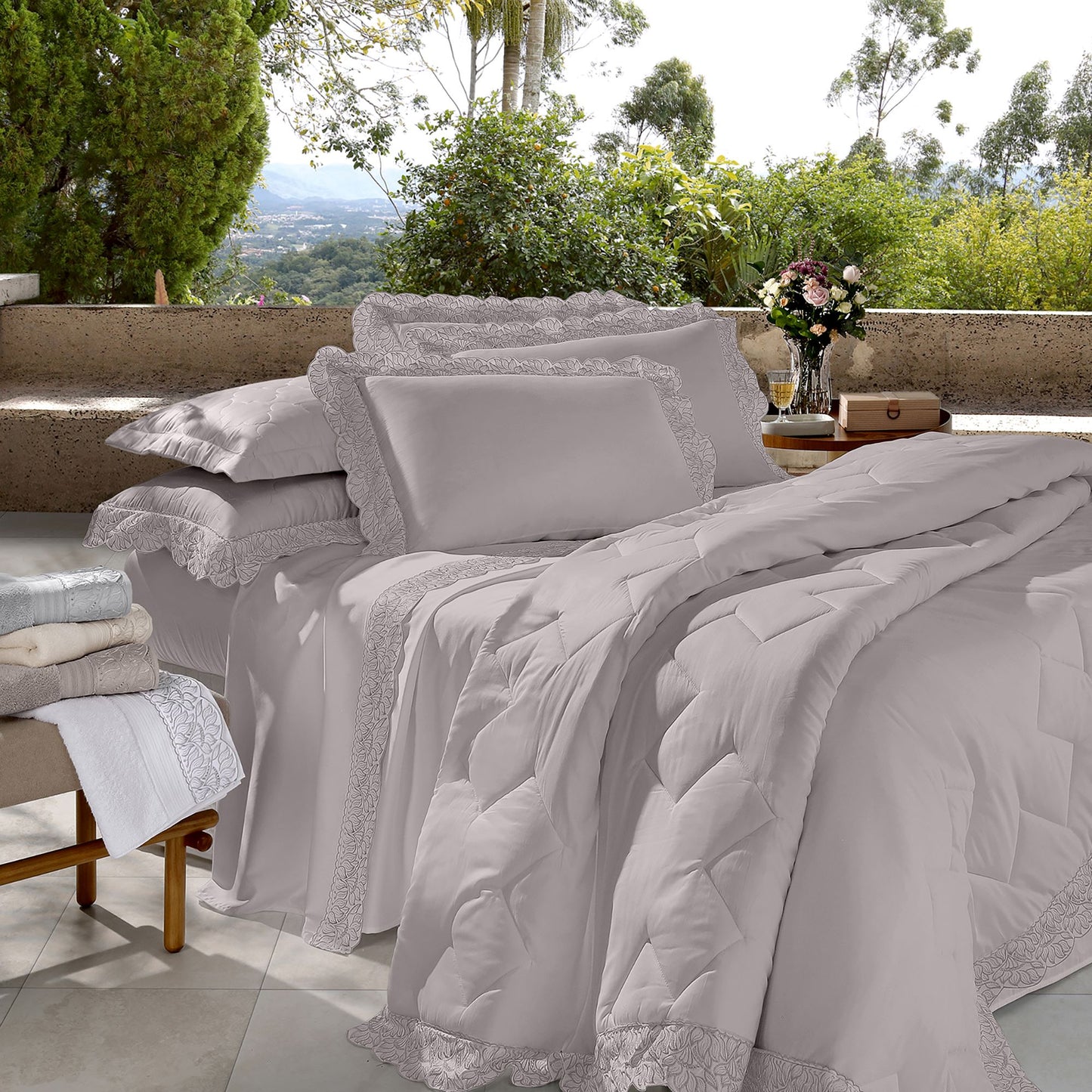 Jogo de Cama Cristal 300 fios Renda Paola
